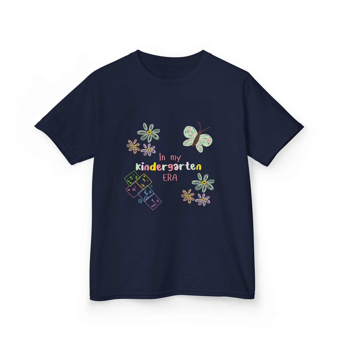 Kindergarten Era Kids T‑Shirt — Cute Butterfly & Crayon Back-to-School Tee