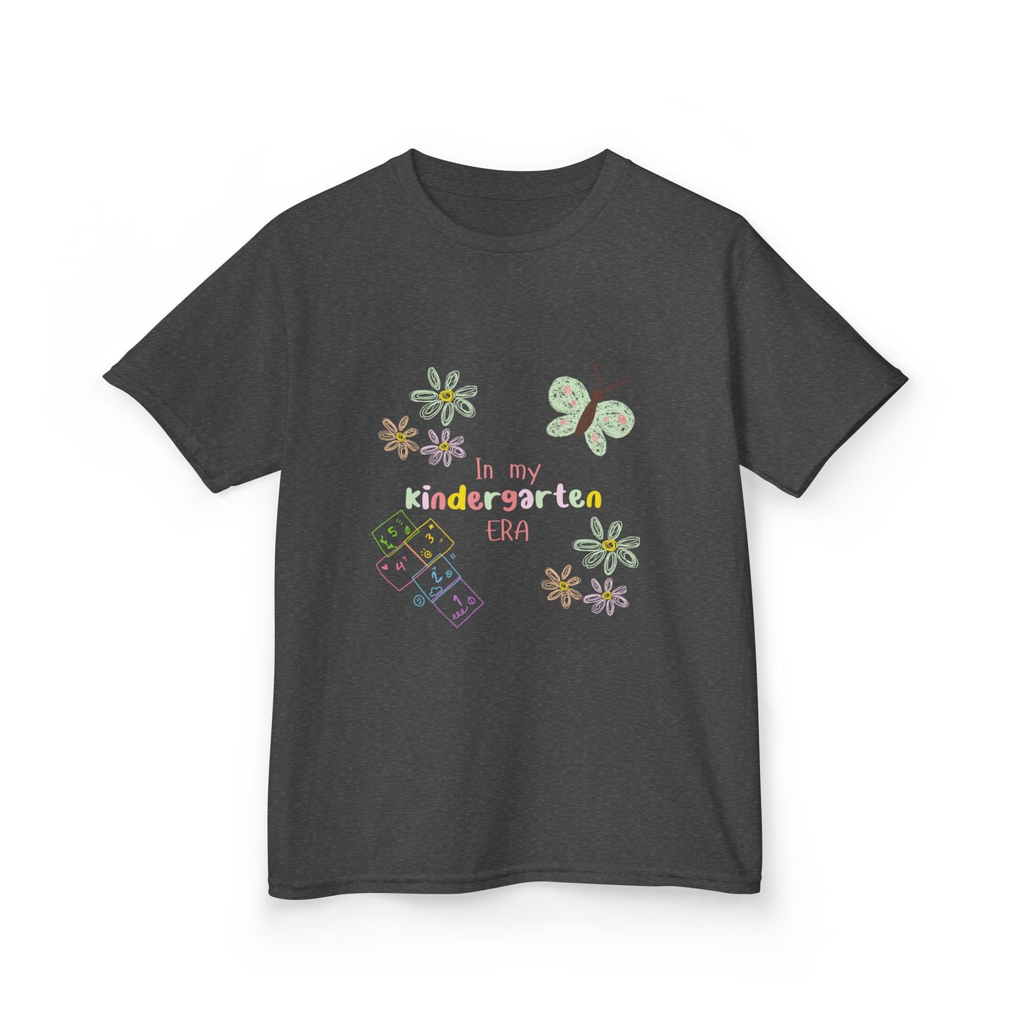 Kindergarten Era Kids T‑Shirt — Cute Butterfly & Crayon Back-to-School Tee
