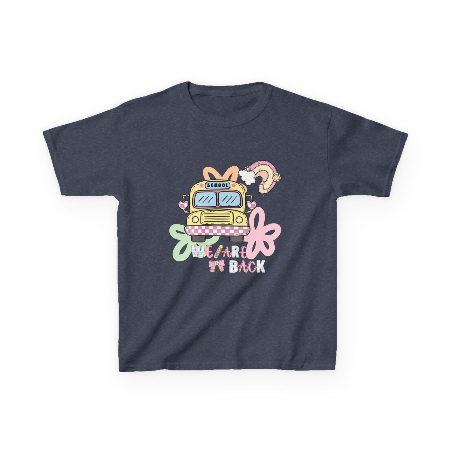 Kids Tee – 'We’re Back' Retro School Bus Graphic