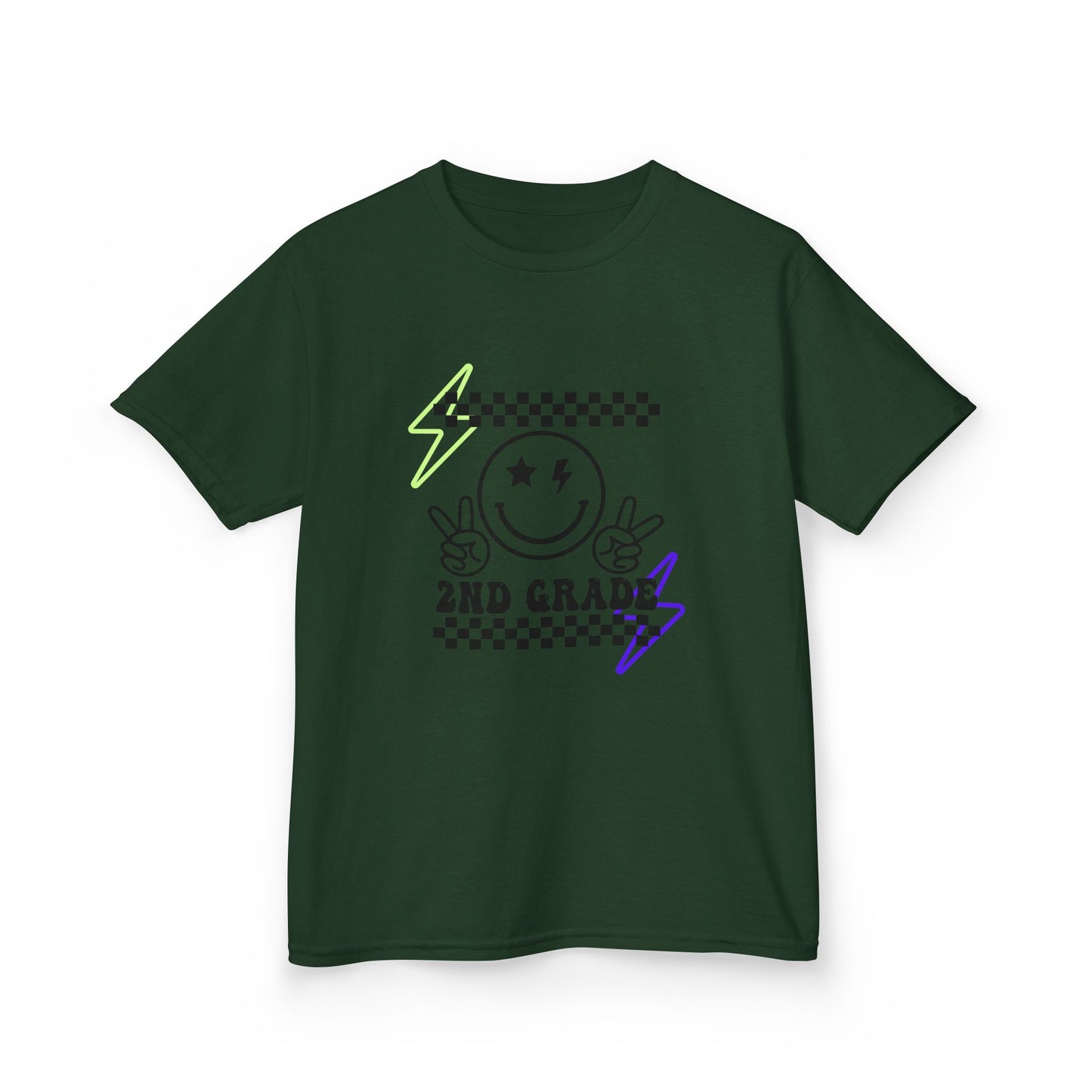2nd Grade Kids T-Shirt — Smiley Racer Graphic Back-to-School Tee