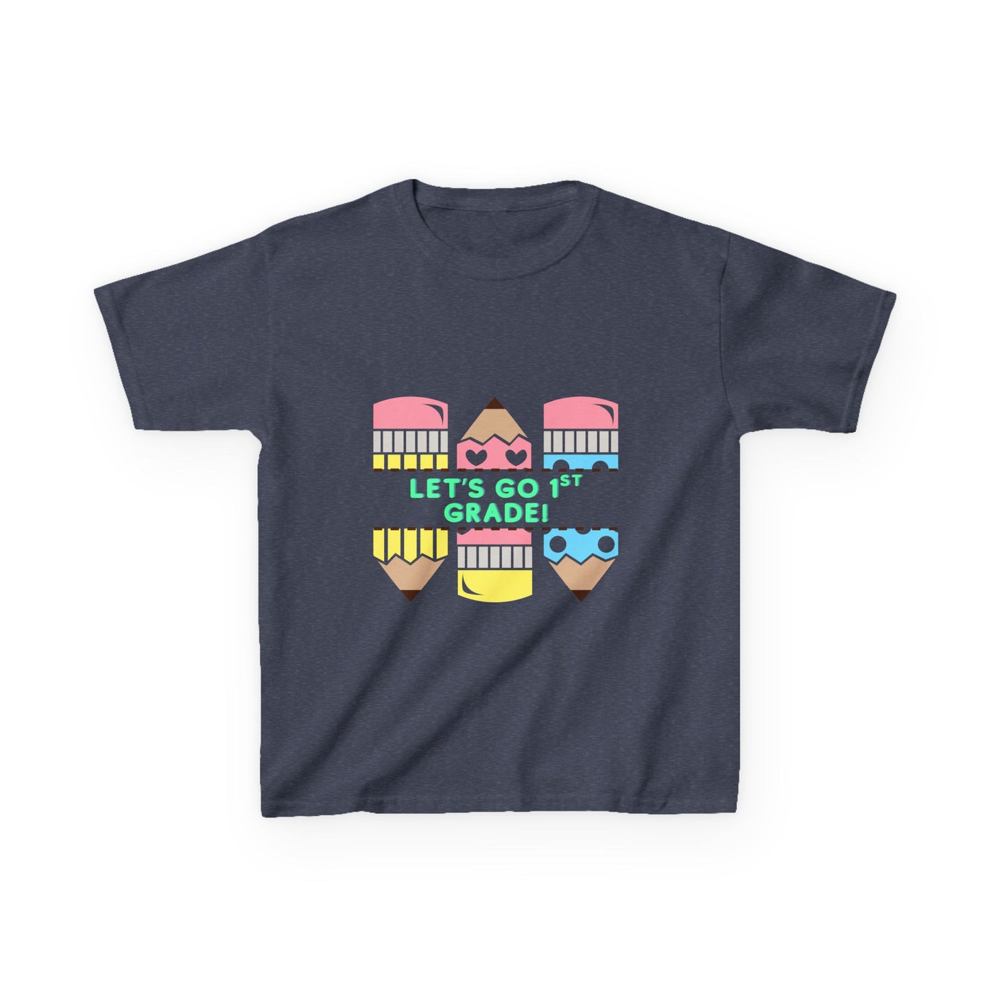 Kids T-Shirt — "Let's Go to 1st Grade" Cute Pencil Back-to-School Tee