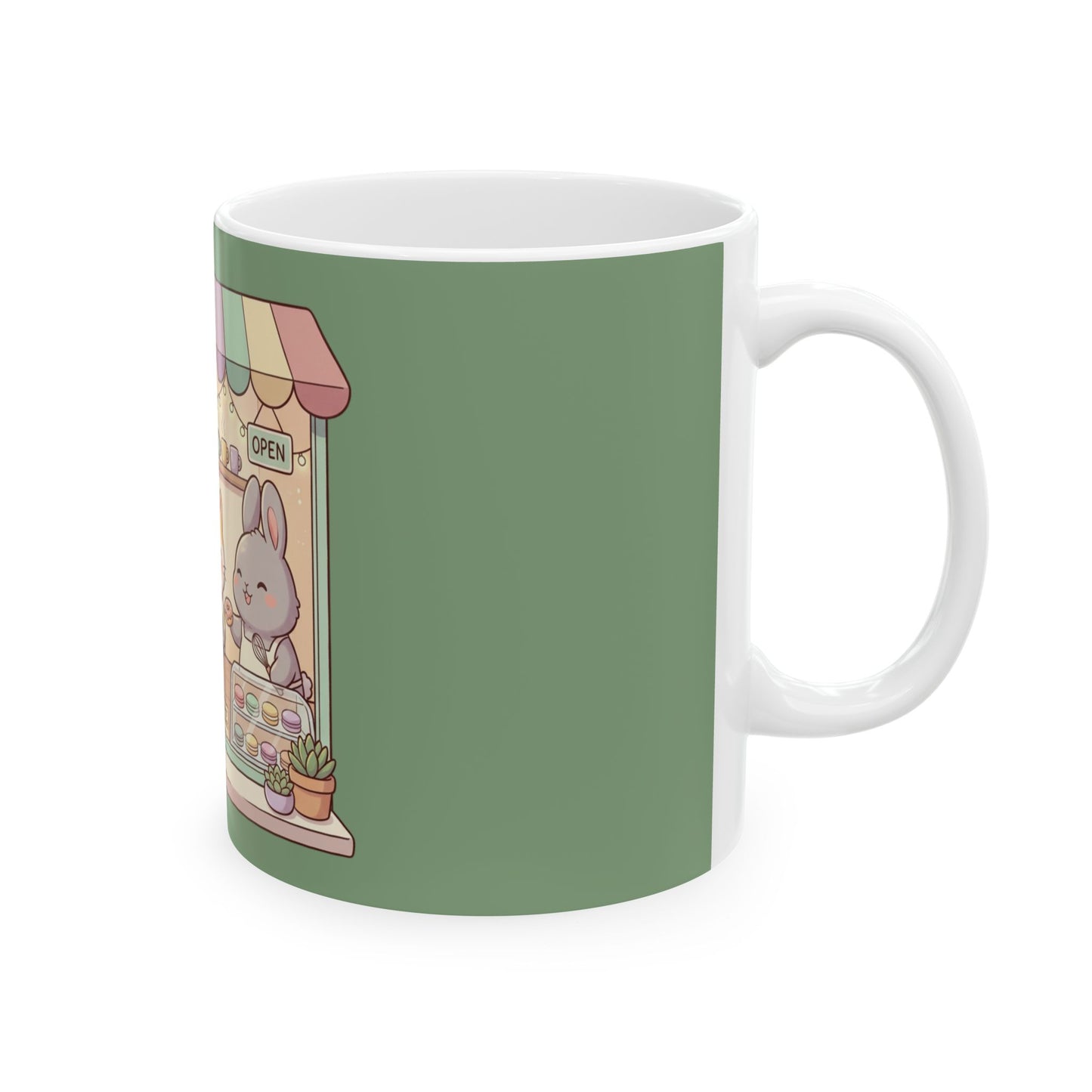 Cute Animal Cafe Ceramic Mug (11oz, 15oz) — Kawaii Cat, Dog & Bunny Coffee Cup