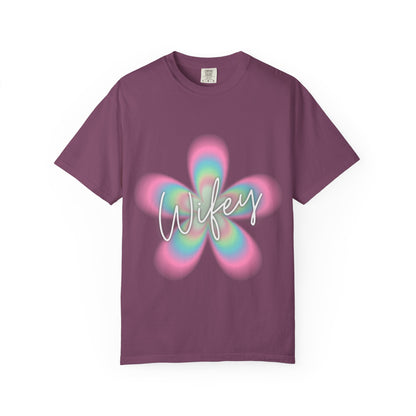 Wifey Flower Tee — Pastel Retro Floral 'Wifey' Graphic T-Shirt