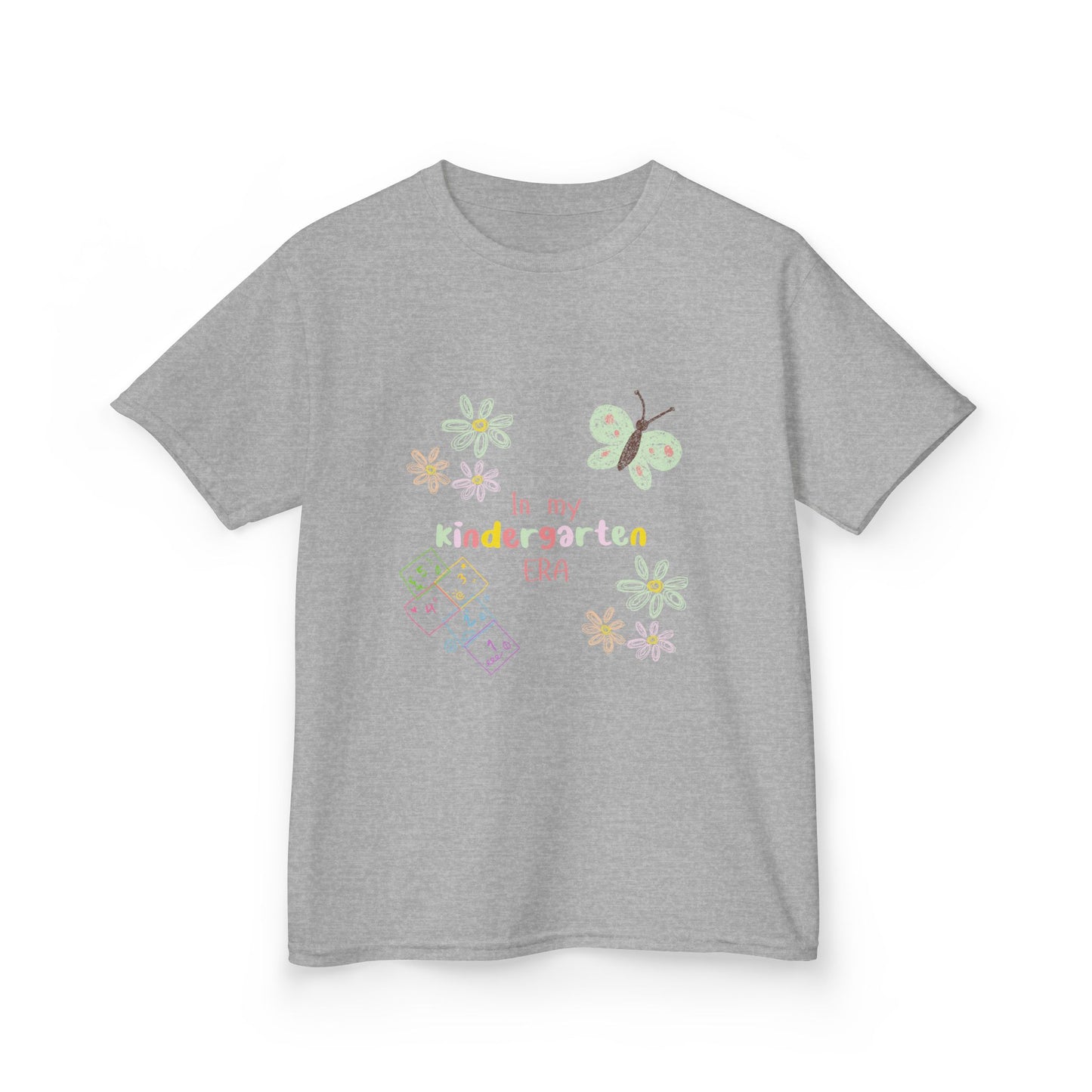 Kindergarten Era Kids T‑Shirt — Cute Butterfly & Crayon Back-to-School Tee