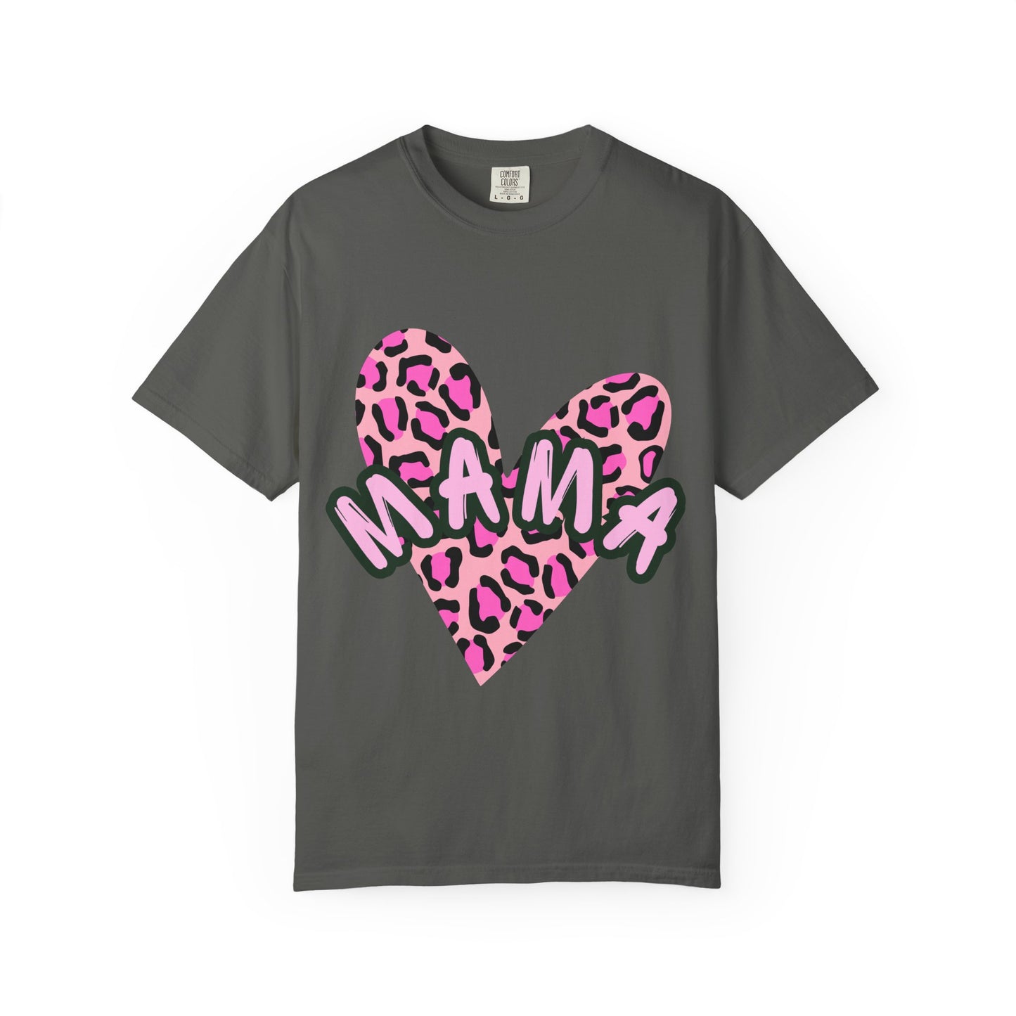 Mama Pink Leopard Heart T-Shirt