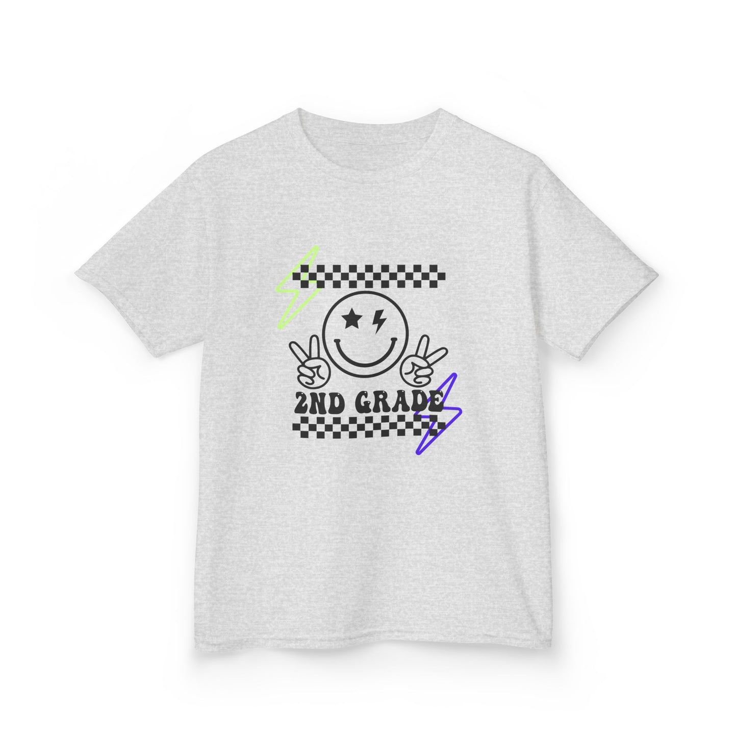 2nd Grade Kids T-Shirt — Smiley Racer Graphic Back-to-School Tee