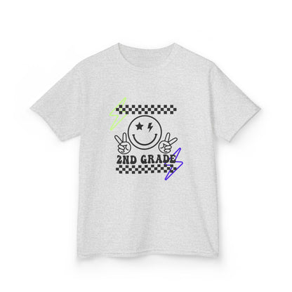 2nd Grade Kids T-Shirt — Smiley Racer Graphic Back-to-School Tee