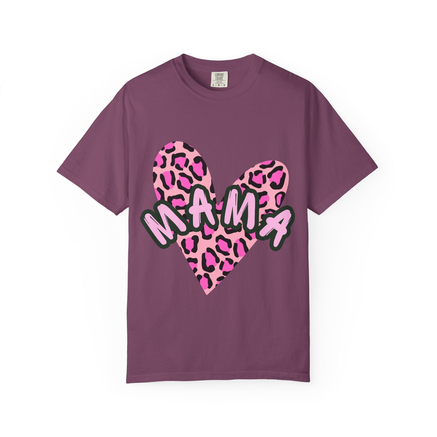 Mama Pink Leopard Heart T-Shirt