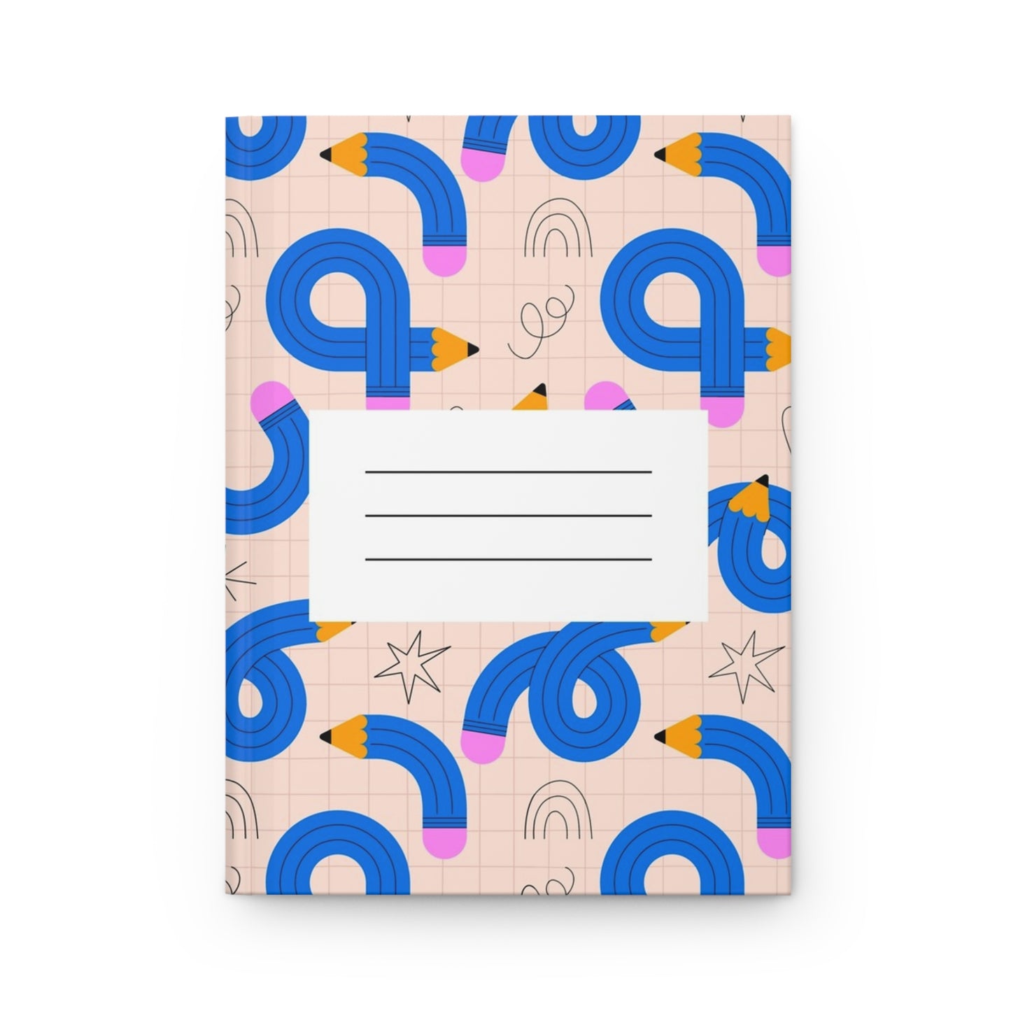 Floral Pencil Hardcover Journal — Cute Pink Notebook for Notes & School