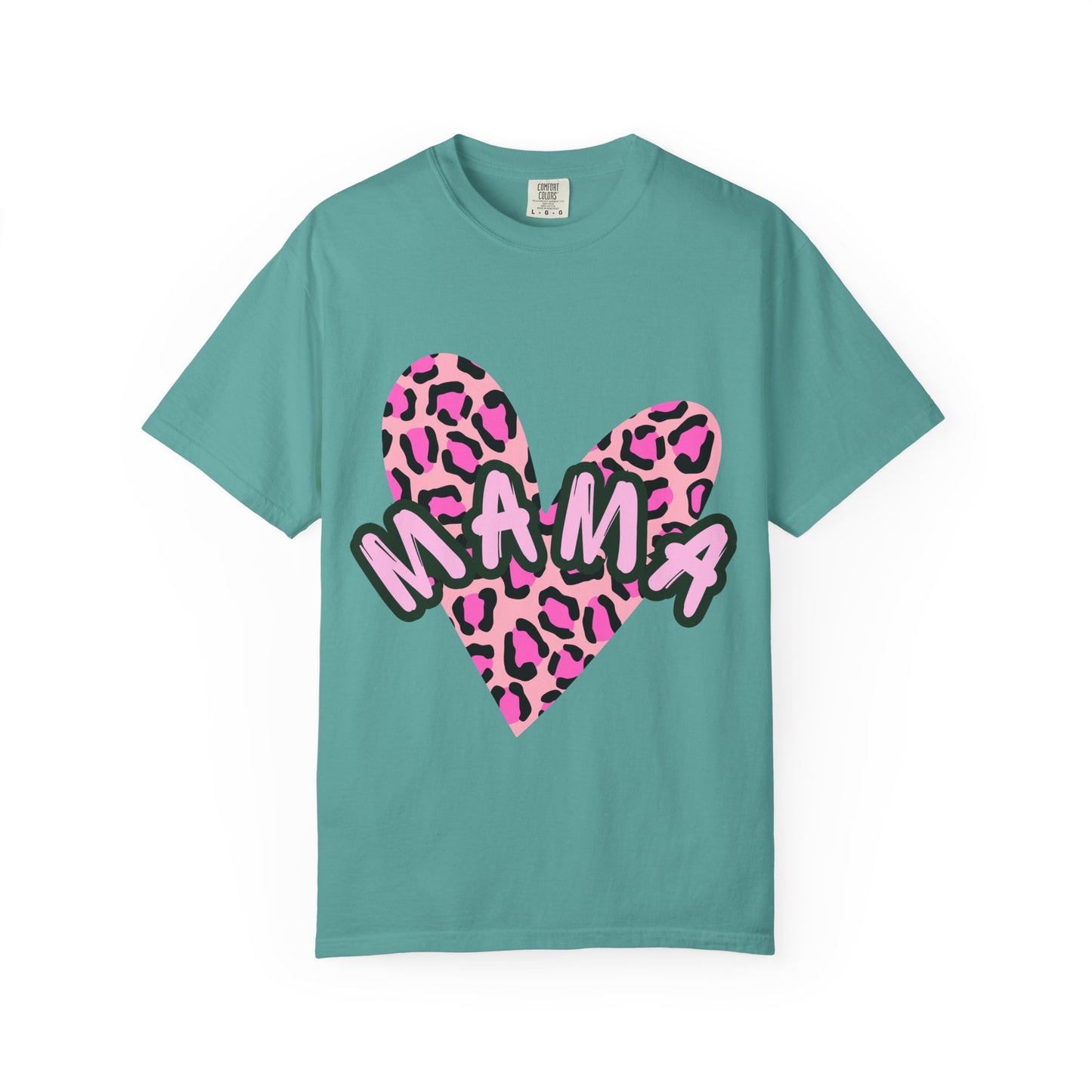 Mama Pink Leopard Heart T-Shirt