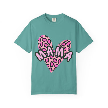 Mama Pink Leopard Heart T-Shirt