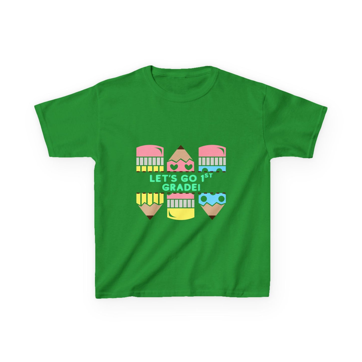 Kids T-Shirt — "Let's Go to 1st Grade" Cute Pencil Back-to-School Tee