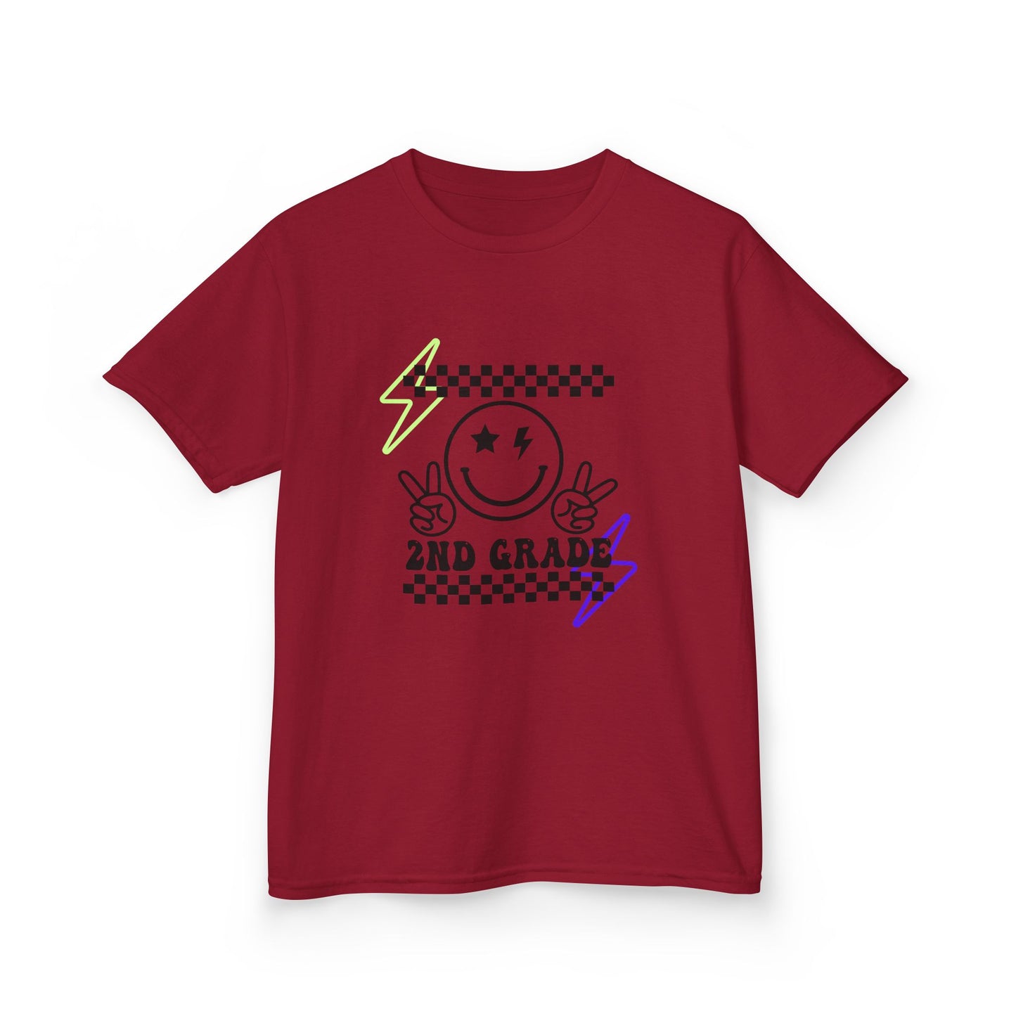 2nd Grade Kids T-Shirt — Smiley Racer Graphic Back-to-School Tee
