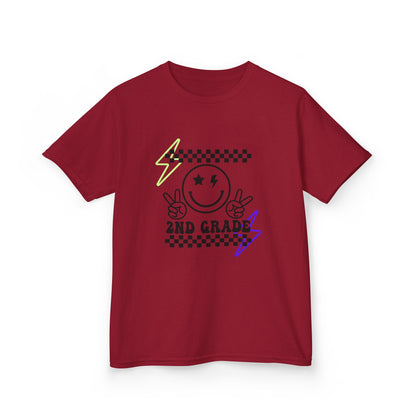2nd Grade Kids T-Shirt — Smiley Racer Graphic Back-to-School Tee