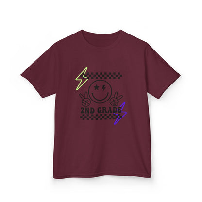 2nd Grade Kids T-Shirt — Smiley Racer Graphic Back-to-School Tee