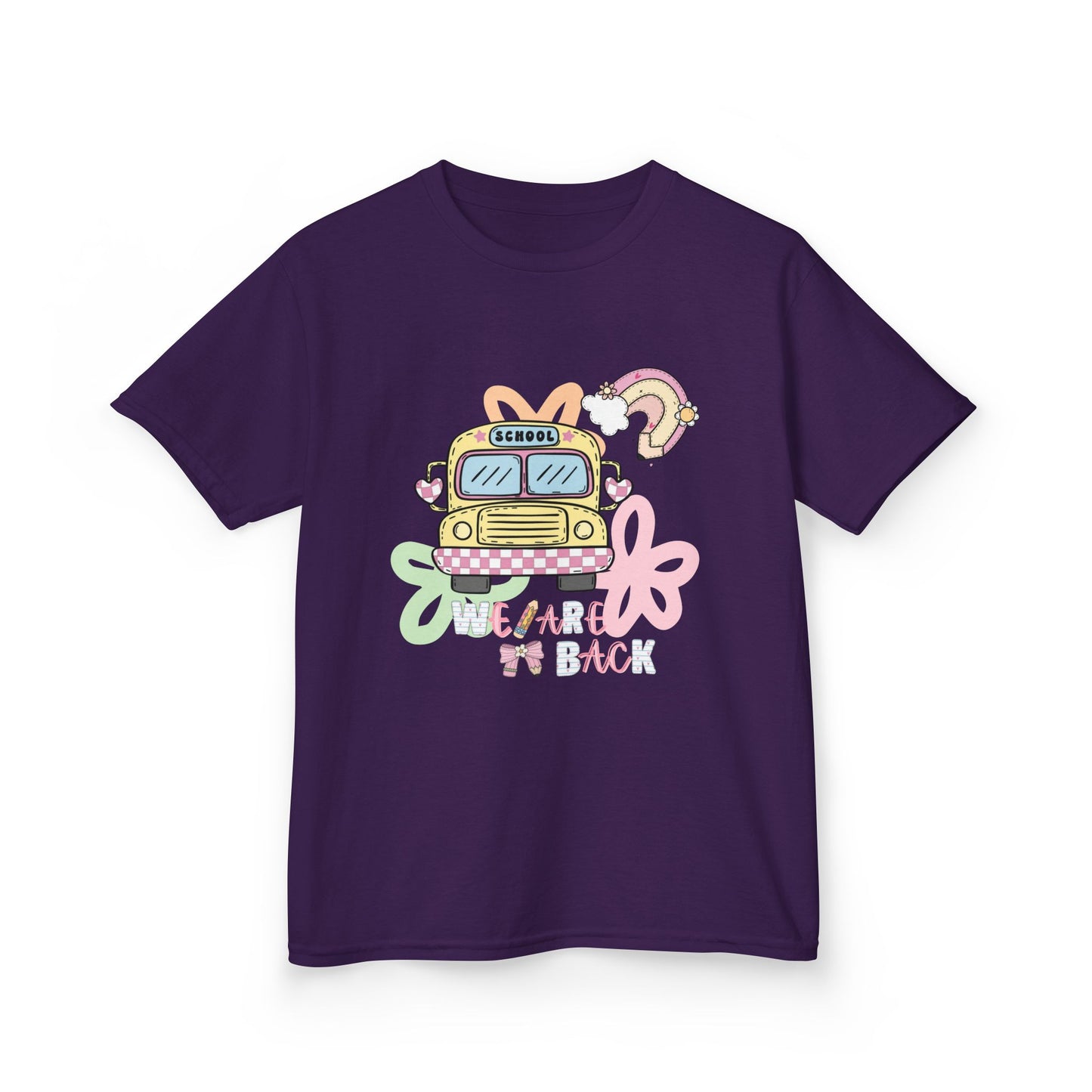 Kids Tee – 'We’re Back' Retro School Bus Graphic