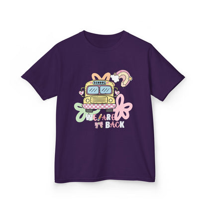 Kids Tee – 'We’re Back' Retro School Bus Graphic