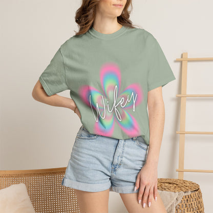 Wifey Flower Tee — Pastel Retro Floral 'Wifey' Graphic T-Shirt