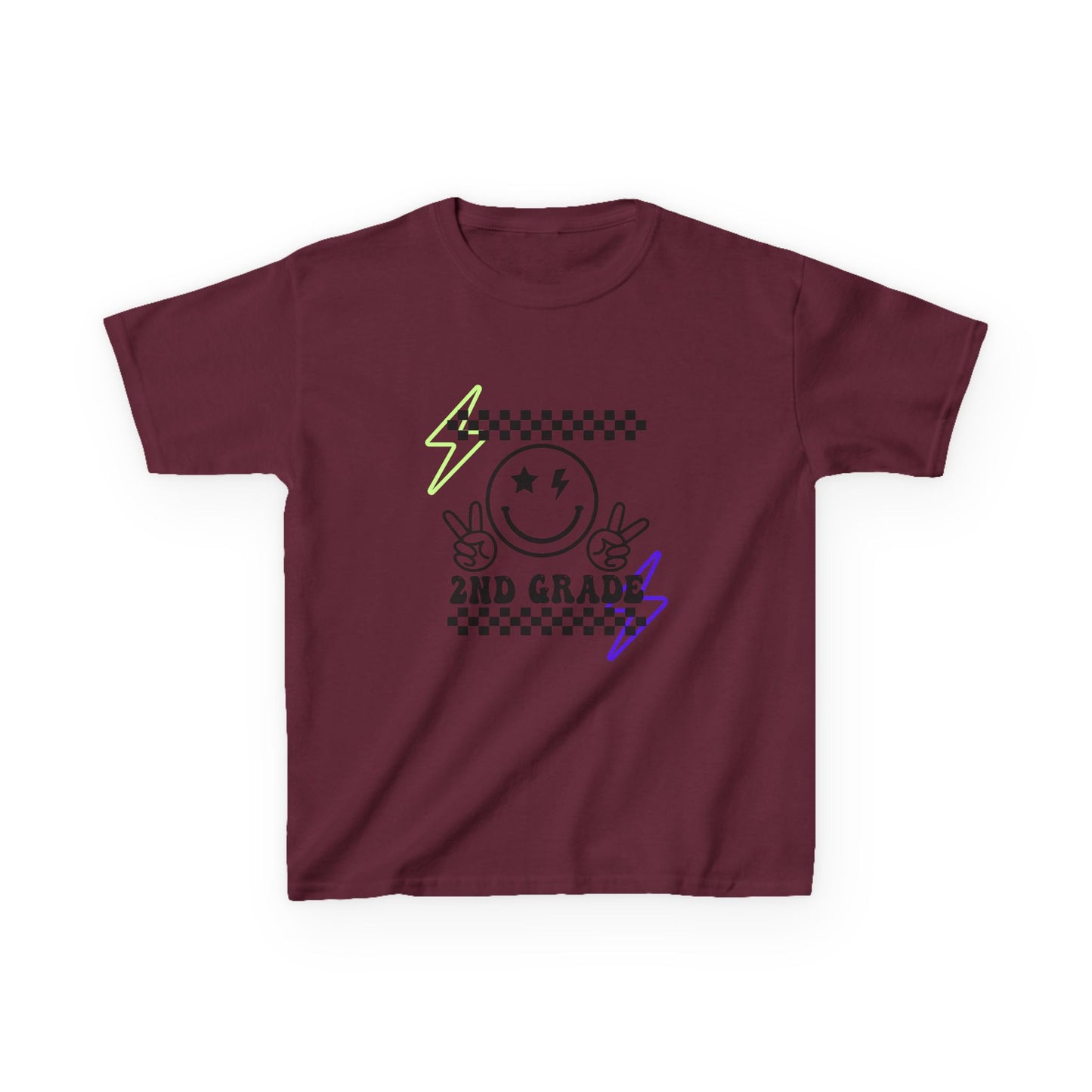 2nd Grade Kids T-Shirt — Smiley Racer Graphic Back-to-School Tee