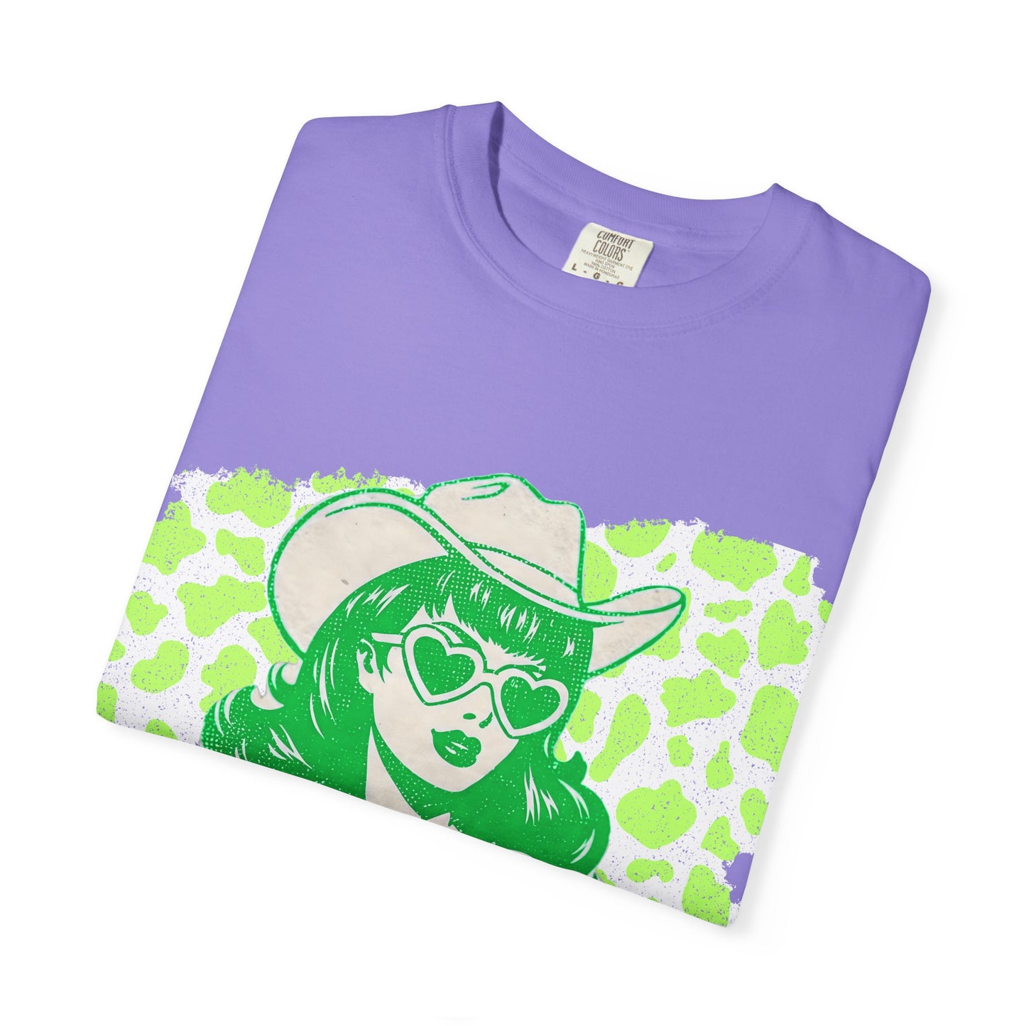 Howdy Cowgirl Graphic T-Shirt — Retro Neon Green Leopard Print with “howdy” Script