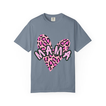 Mama Pink Leopard Heart T-Shirt