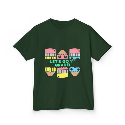 Kids T-Shirt — "Let's Go to 1st Grade" Cute Pencil Back-to-School Tee