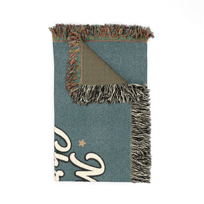 Merry Christmas Woven Throw Blanket — Holiday Wreath & Ornament Design