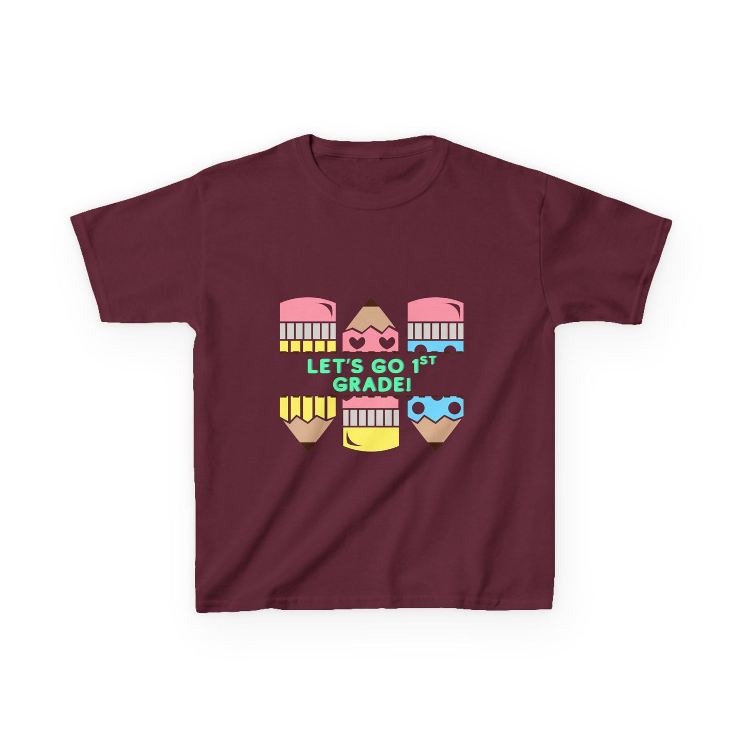 Kids T-Shirt — "Let's Go to 1st Grade" Cute Pencil Back-to-School Tee