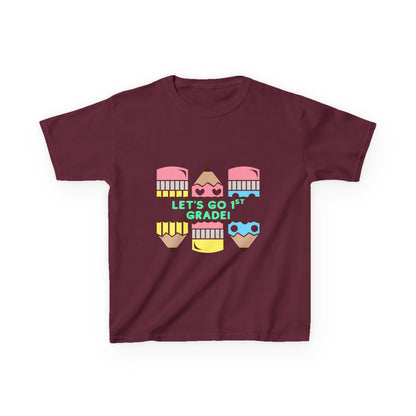 Kids T-Shirt — "Let's Go to 1st Grade" Cute Pencil Back-to-School Tee