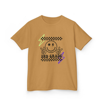 2nd Grade Kids T-Shirt — Smiley Racer Graphic Back-to-School Tee