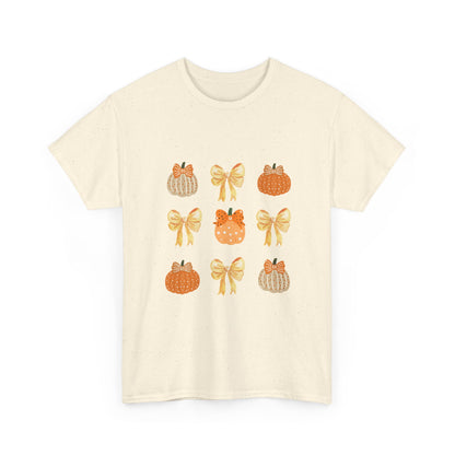 Pumpkin & Bow Fall Tee — Cute Autumn Pumpkin Graphic T-Shirt