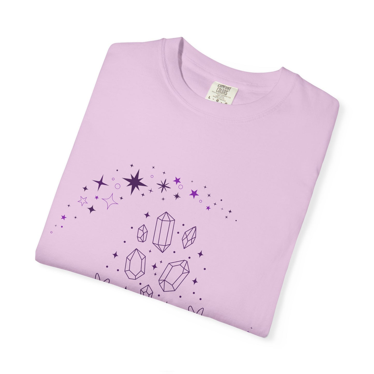 Crystal Reading T-Shirt — Mystical Hands, Floating Crystals & Stars Tee