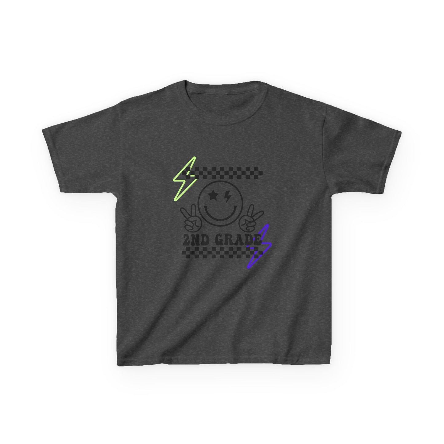 2nd Grade Kids T-Shirt — Smiley Racer Graphic Back-to-School Tee