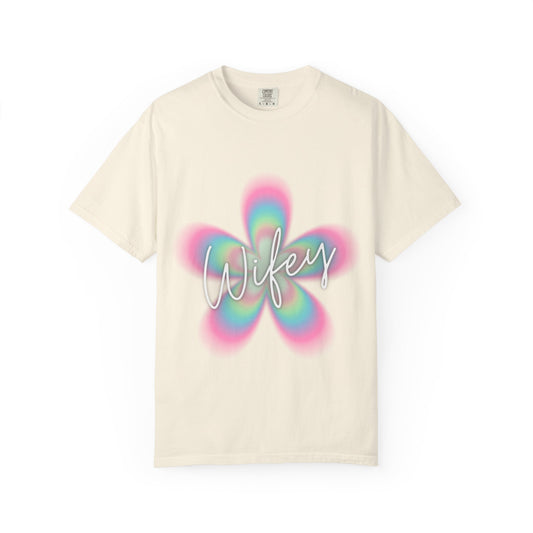 Wifey Flower Tee — Pastel Retro Floral 'Wifey' Graphic T-Shirt