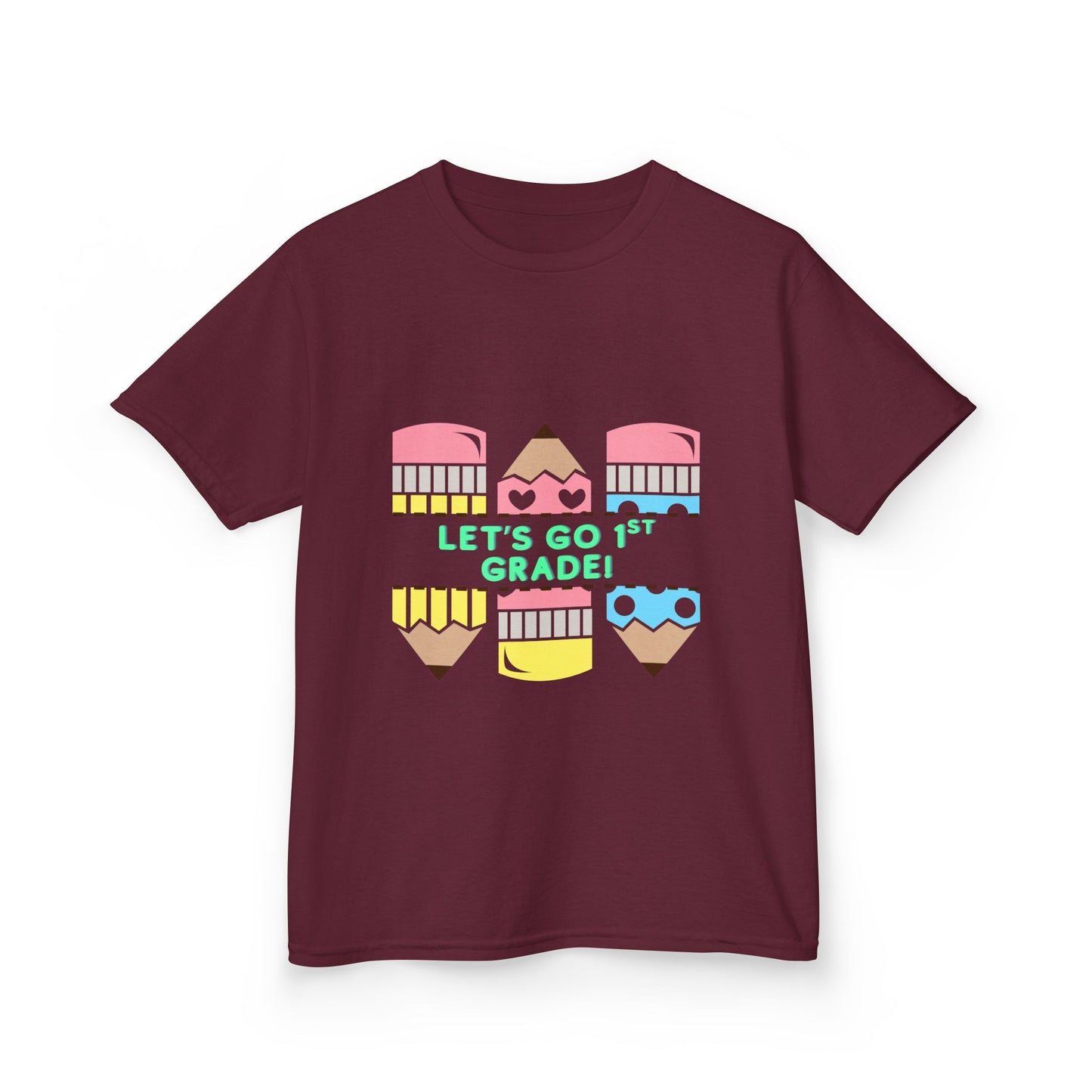 Kids T-Shirt — "Let's Go to 1st Grade" Cute Pencil Back-to-School Tee