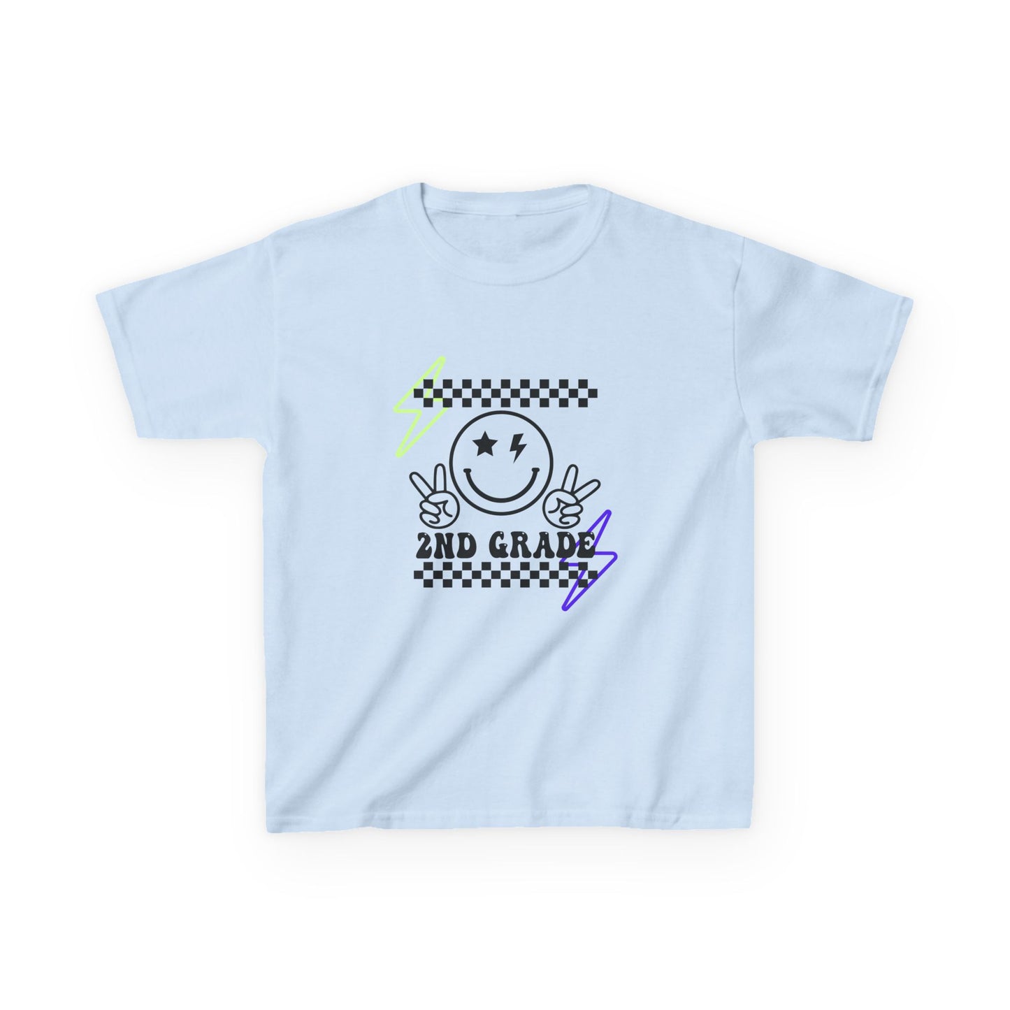 2nd Grade Kids T-Shirt — Smiley Racer Graphic Back-to-School Tee
