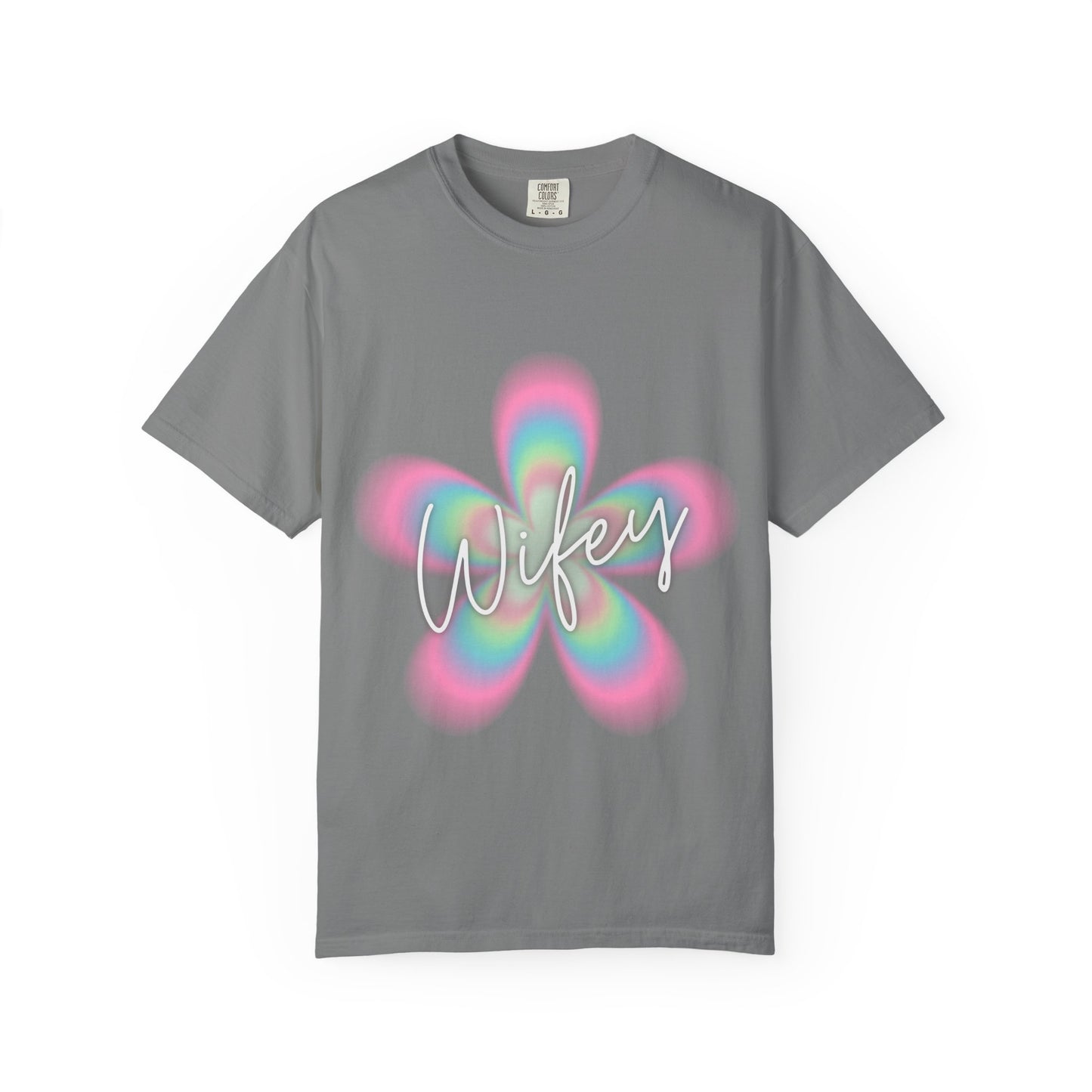 Wifey Flower Tee — Pastel Retro Floral 'Wifey' Graphic T-Shirt