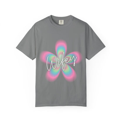 Wifey Flower Tee — Pastel Retro Floral 'Wifey' Graphic T-Shirt