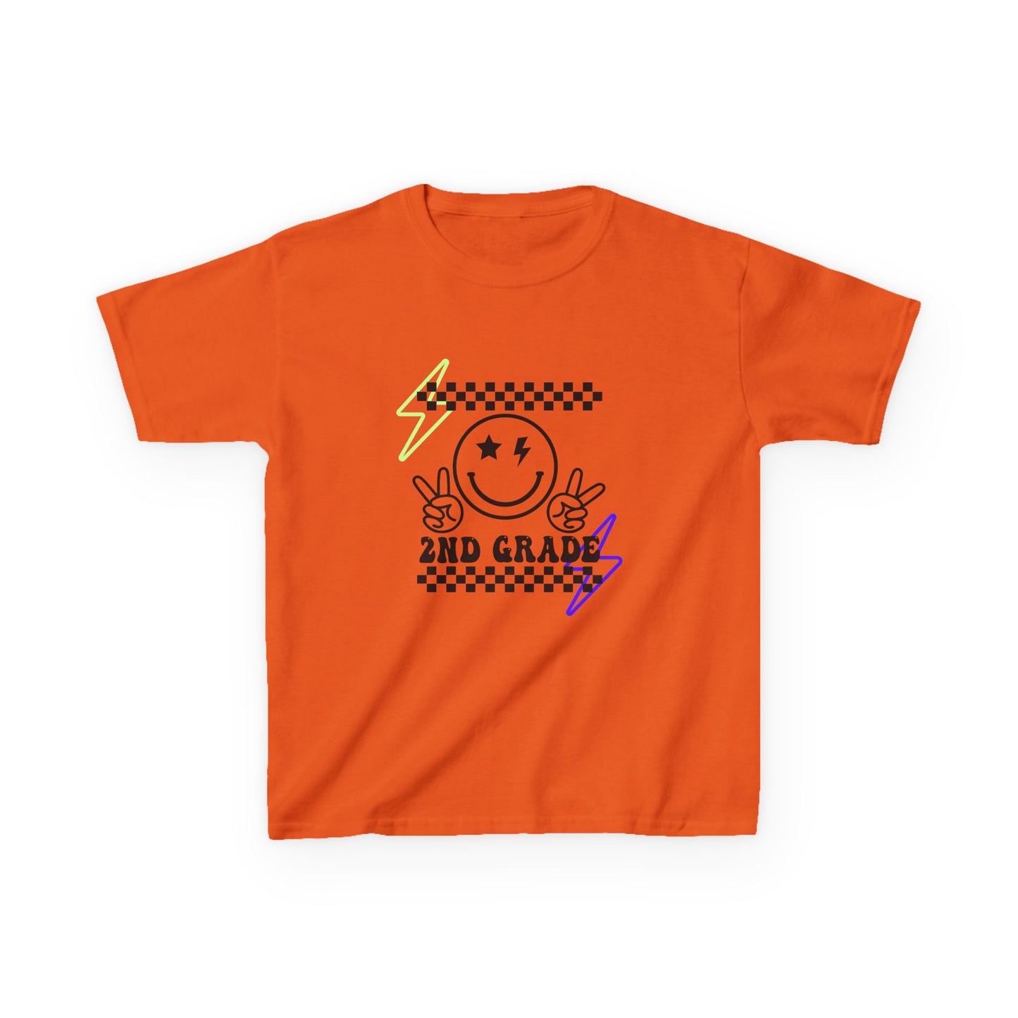 2nd Grade Kids T-Shirt — Smiley Racer Graphic Back-to-School Tee