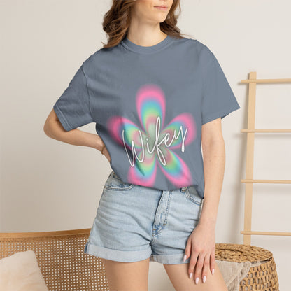 Wifey Flower Tee — Pastel Retro Floral 'Wifey' Graphic T-Shirt