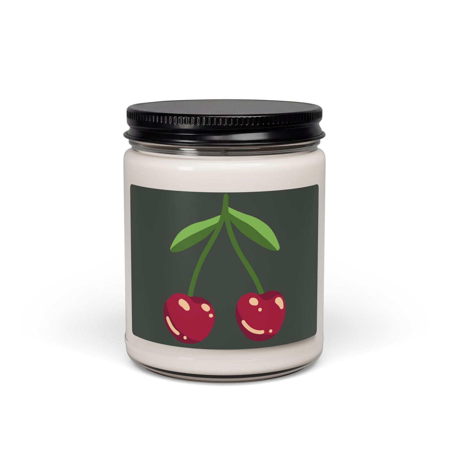 Cherry Scented Soy Candle — 9oz Jar with Sweet Cherry Design