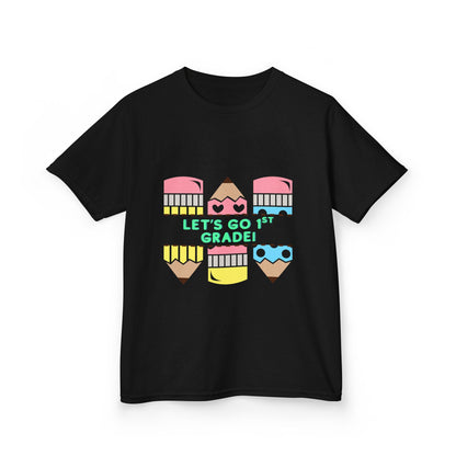 Kids T-Shirt — "Let's Go to 1st Grade" Cute Pencil Back-to-School Tee