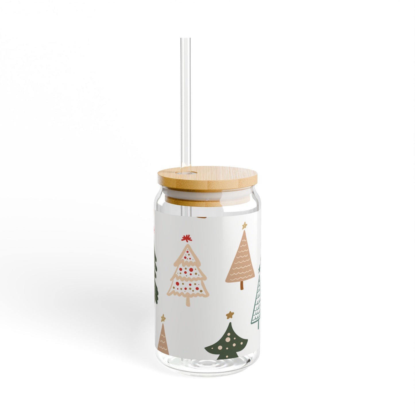 Christmas Tree Sipper Glass - 16oz Holiday Bamboo Lid Tumbler