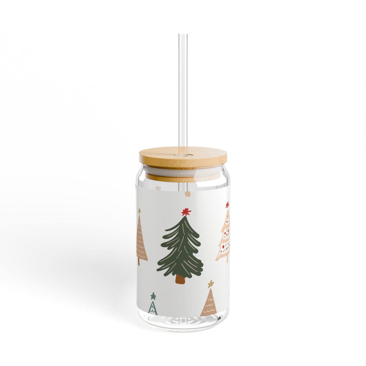 Christmas Tree Sipper Glass - 16oz Holiday Bamboo Lid Tumbler