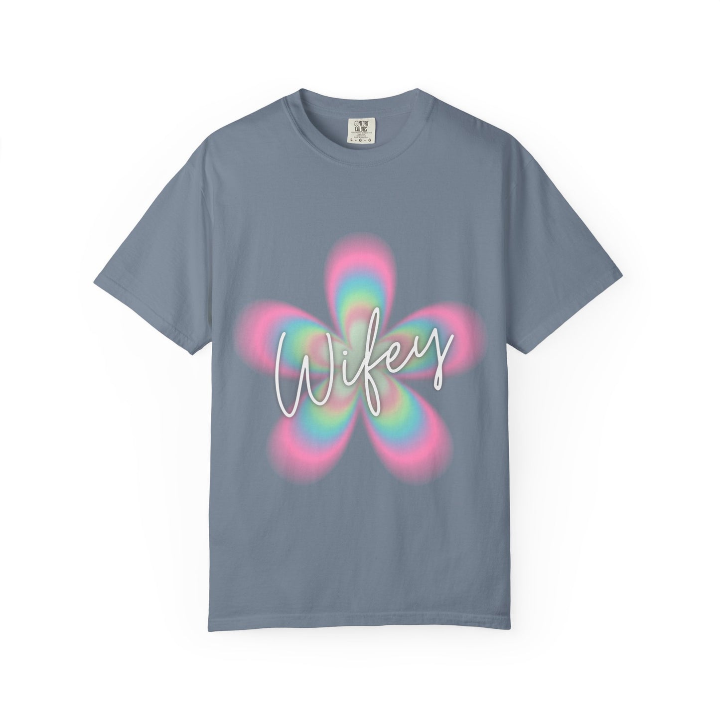 Wifey Flower Tee — Pastel Retro Floral 'Wifey' Graphic T-Shirt