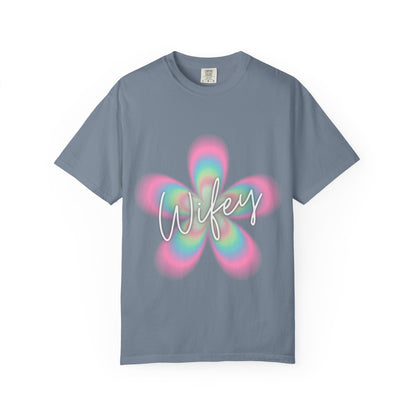 Wifey Flower Tee — Pastel Retro Floral 'Wifey' Graphic T-Shirt
