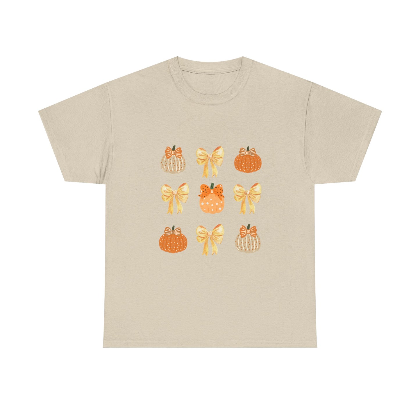 Pumpkin & Bow Fall Tee — Cute Autumn Pumpkin Graphic T-Shirt
