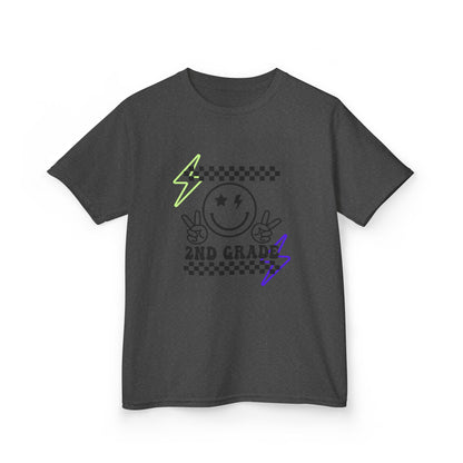 2nd Grade Kids T-Shirt — Smiley Racer Graphic Back-to-School Tee