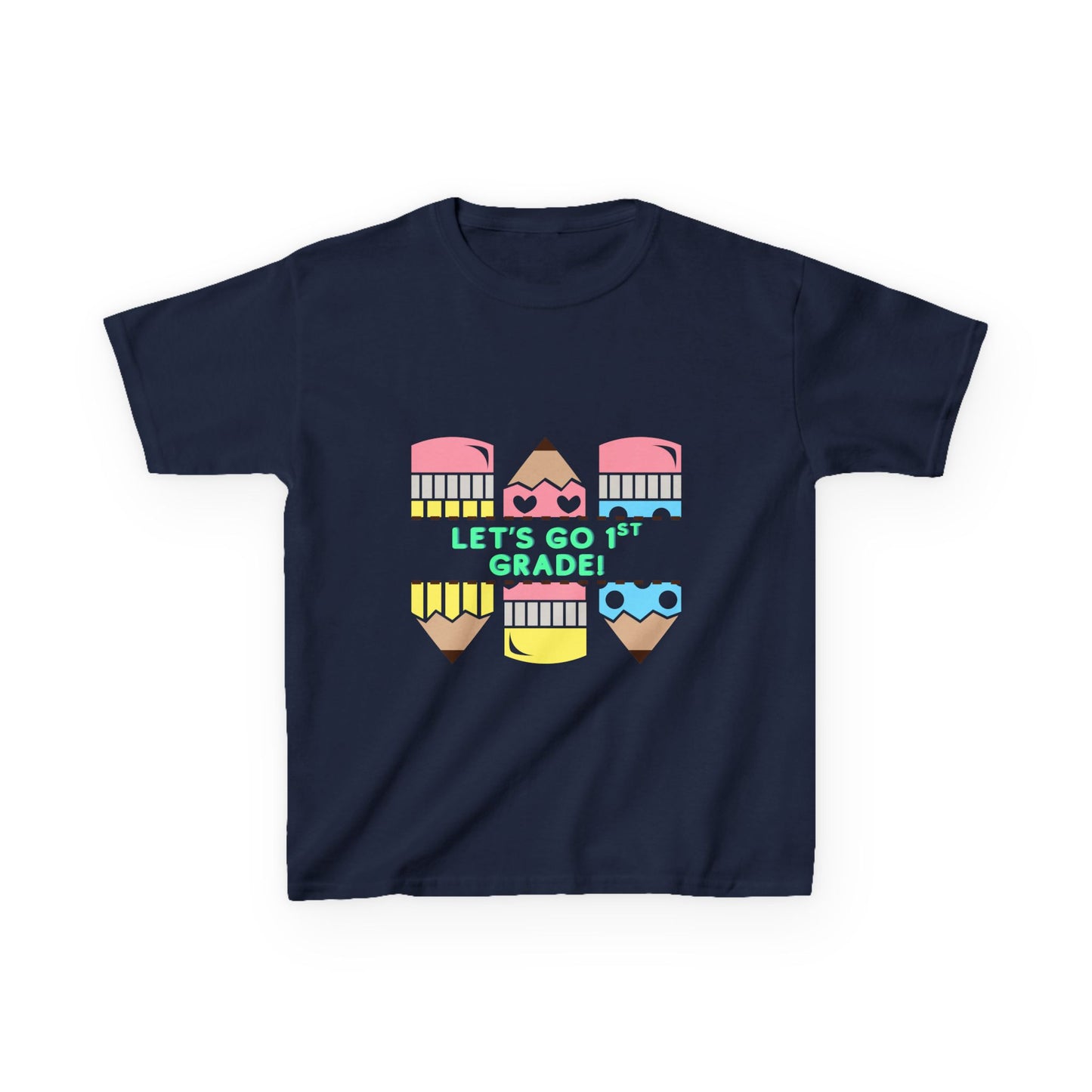 Kids T-Shirt — "Let's Go to 1st Grade" Cute Pencil Back-to-School Tee