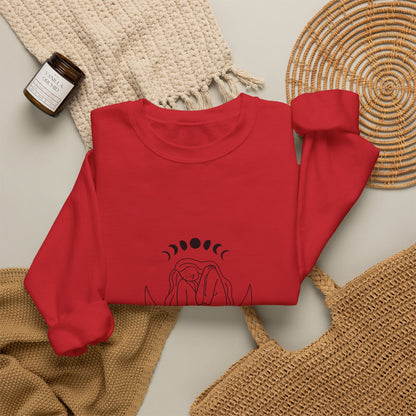 Crewneck Sweatshirt — Minimal Moon Phases Floral “The Moon Made Me Do It”
